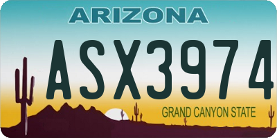 AZ license plate ASX3974