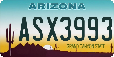 AZ license plate ASX3993