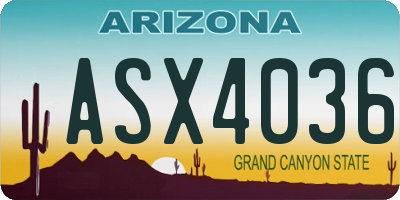 AZ license plate ASX4036