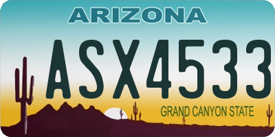 AZ license plate ASX4533