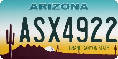 AZ license plate ASX4922