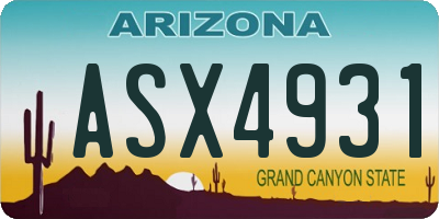 AZ license plate ASX4931