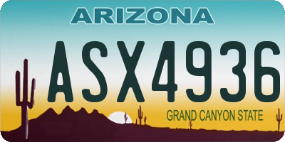 AZ license plate ASX4936