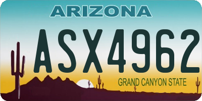 AZ license plate ASX4962