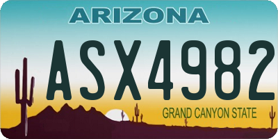 AZ license plate ASX4982