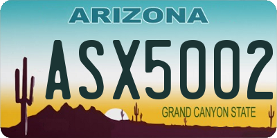 AZ license plate ASX5002