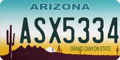 AZ license plate ASX5334