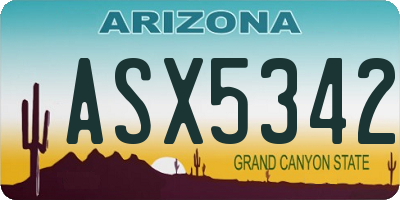 AZ license plate ASX5342