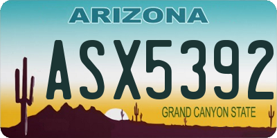AZ license plate ASX5392