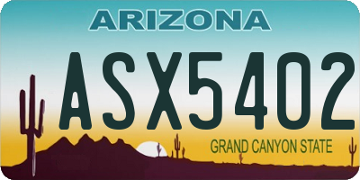 AZ license plate ASX5402
