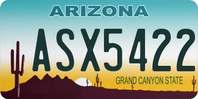 AZ license plate ASX5422
