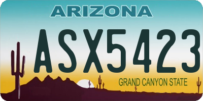 AZ license plate ASX5423