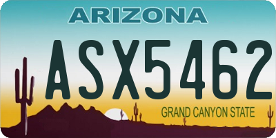 AZ license plate ASX5462