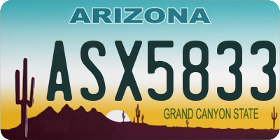 AZ license plate ASX5833
