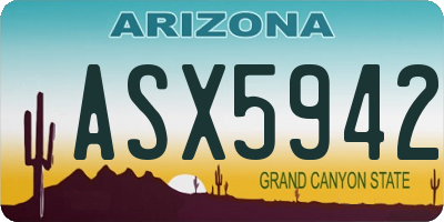 AZ license plate ASX5942