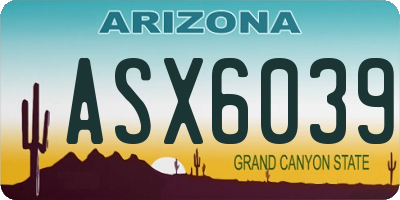 AZ license plate ASX6039