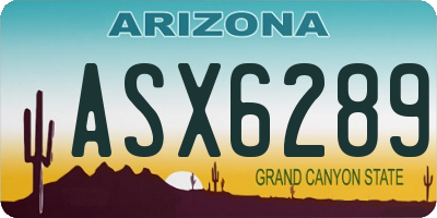 AZ license plate ASX6289
