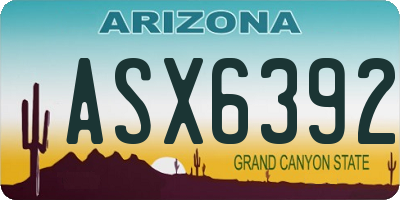 AZ license plate ASX6392