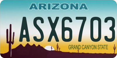 AZ license plate ASX6703