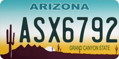 AZ license plate ASX6792