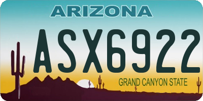 AZ license plate ASX6922