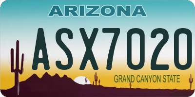 AZ license plate ASX7020