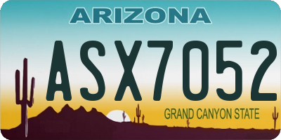 AZ license plate ASX7052