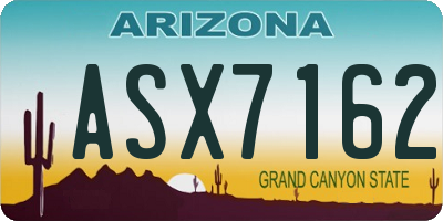 AZ license plate ASX7162