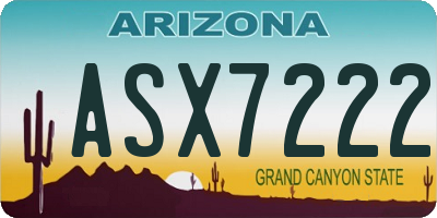 AZ license plate ASX7222