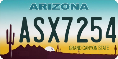 AZ license plate ASX7254