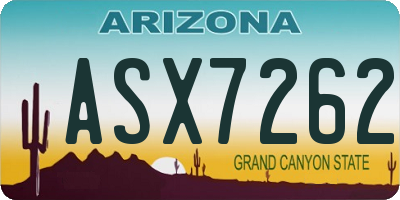 AZ license plate ASX7262
