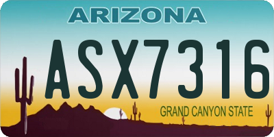 AZ license plate ASX7316