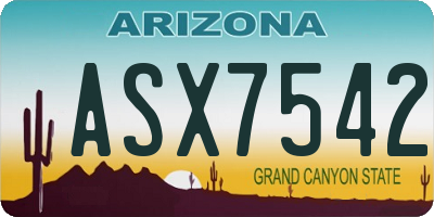 AZ license plate ASX7542