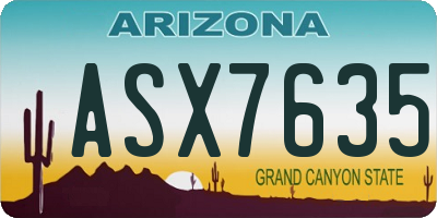 AZ license plate ASX7635