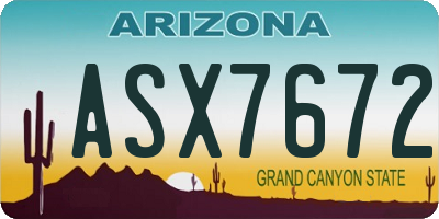 AZ license plate ASX7672