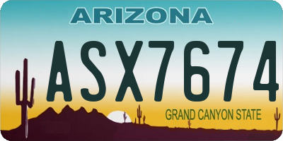 AZ license plate ASX7674