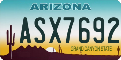 AZ license plate ASX7692