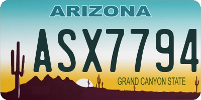 AZ license plate ASX7794