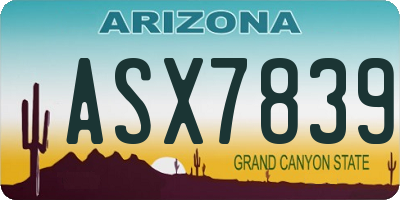 AZ license plate ASX7839
