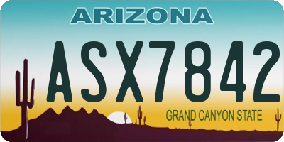 AZ license plate ASX7842