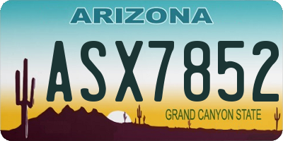 AZ license plate ASX7852
