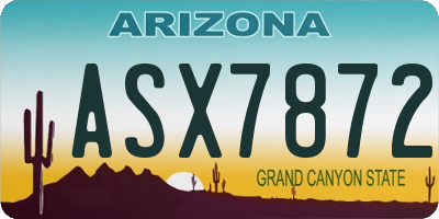 AZ license plate ASX7872