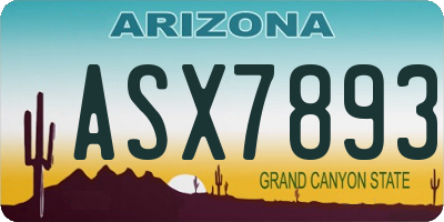 AZ license plate ASX7893