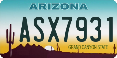 AZ license plate ASX7931