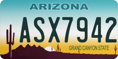 AZ license plate ASX7942