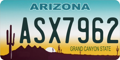 AZ license plate ASX7962