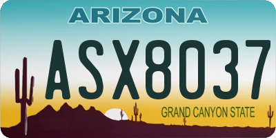 AZ license plate ASX8037