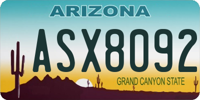 AZ license plate ASX8092