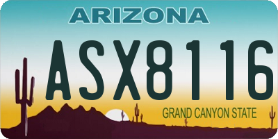 AZ license plate ASX8116