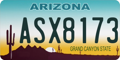 AZ license plate ASX8173